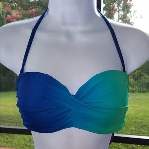 New Venus Blue Green Twist Ombré Bandeau Bikini Top A
